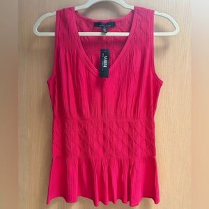 White House Black Market Sleeveless Goddess Peplum Top in “Azalea”